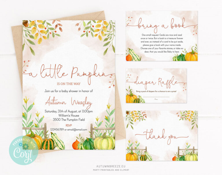 Baby Shower Invitation set with Fall Theme - Party Printables