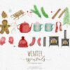 winter essentials clipart with Christmas graphics