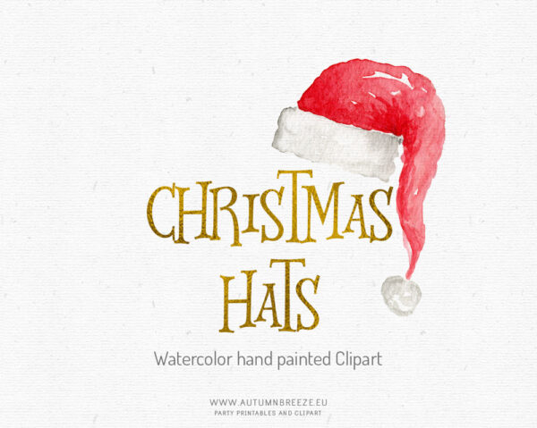 red Christmas hat clipart hand painted