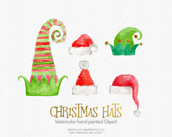 set of 5 Christmas hats hand painted