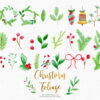 christmas clipart foliage watercolor