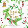 christmas foliage watercolor clipart
