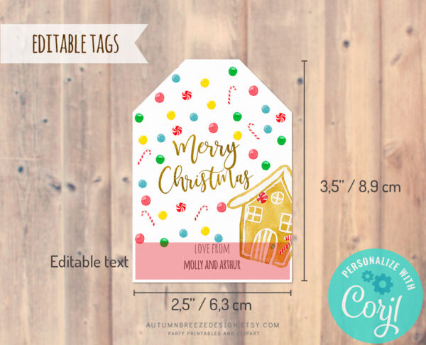christmas tags with cookies illustrations