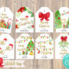 Editable Christmas gift tags with festive holiday illustrations