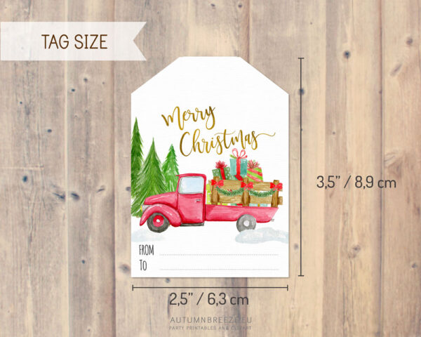 christmas truck tags size