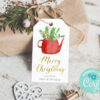 editable christmas tag with teacup illustration