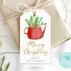 editable christmas tag with teacup illustration