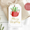 Instant download tag with red teapot