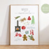 printable wall art with winter essentials illustrations