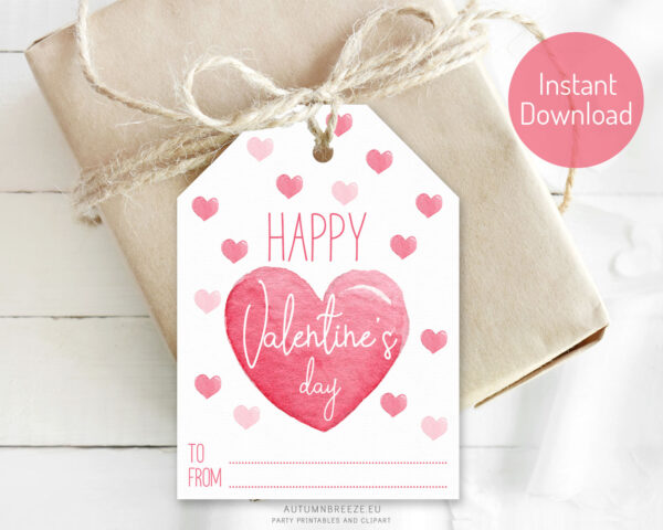 instant download valentines day tag with 2.5x3.5 inches