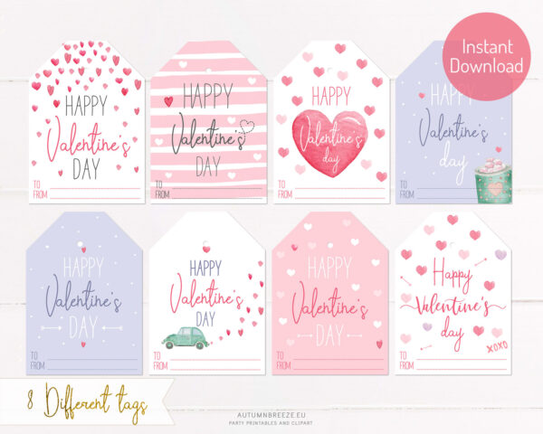 printable valentines day gift tags set of 8