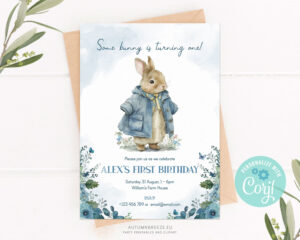birthday invitation with a cute bunny