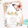 butterfly invitation for a baby shower party with spring theme