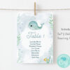 Editable seating card with baby whale