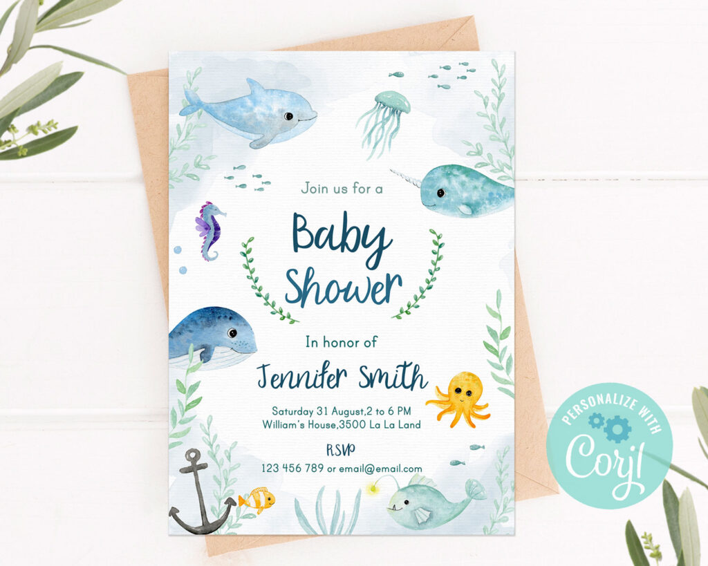 Under the Sea Baby Shower Invitation – Ocean Theme