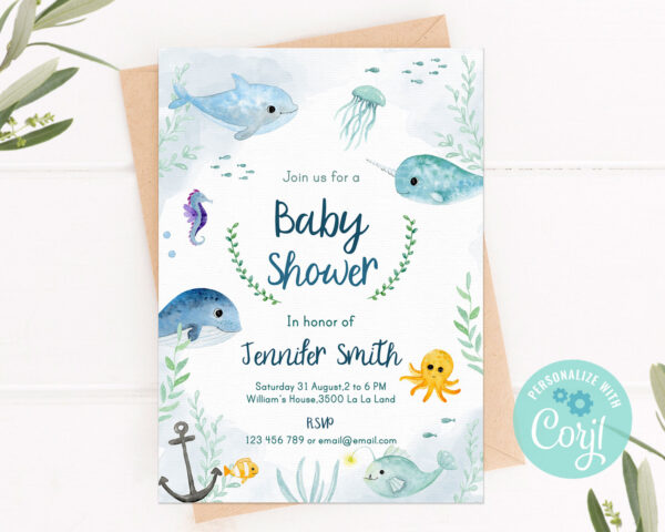 printable under the sea invitation for baby shower