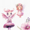 Pink Fairy Garden and dragon Clipart, 30 PNG Images - Image 11