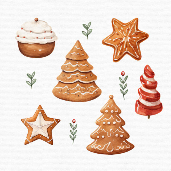 Gingerbread Cookies Christmas Clipart - Image 9