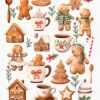 Gingerbread cookies clipart – Christmas PNG set for cards, crafts, and designs