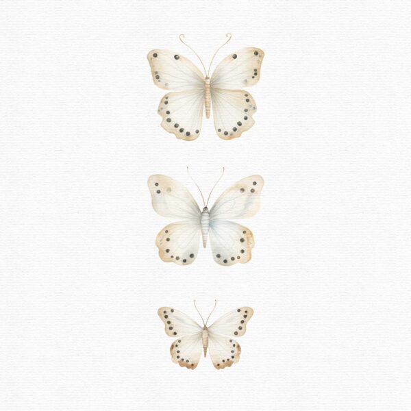 white butterflies clipart set