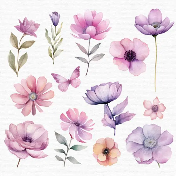 purple-and-pink-flowers-clipart