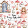 tiny fairy garden clipart set in scandinaviam style