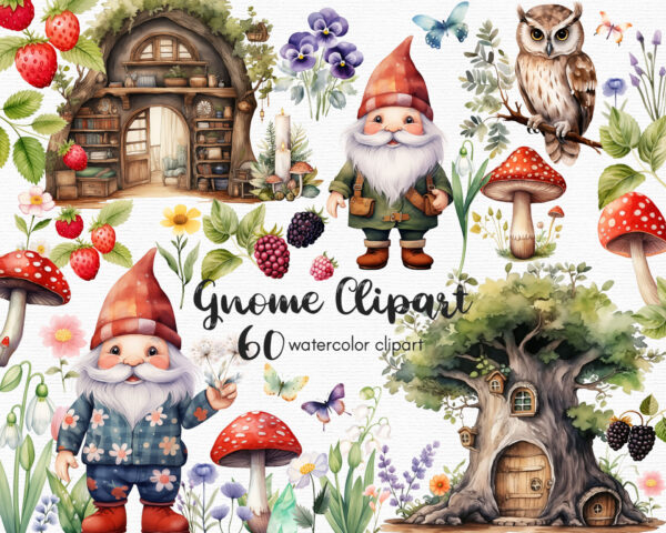 gnome forest clipart set of 60 png