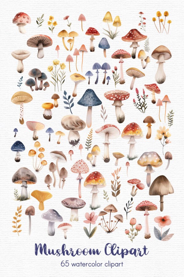 scandinavian mushroom clipart set
