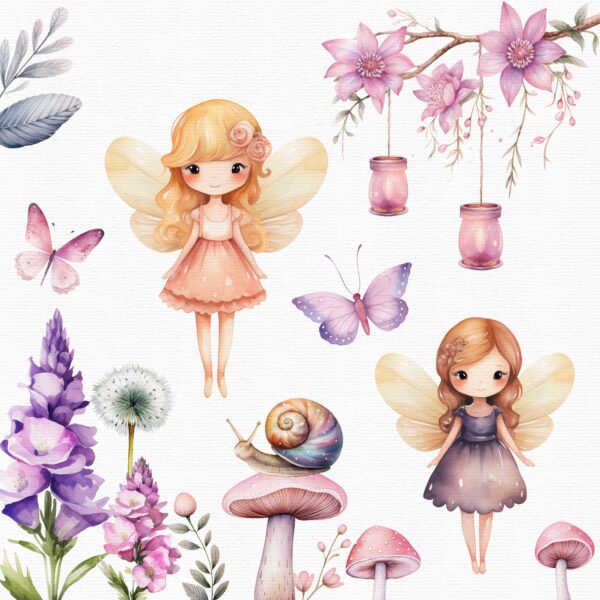 watercolor fairies and other magical elements