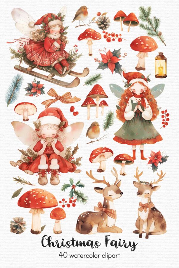 christmas fairy clipart-set