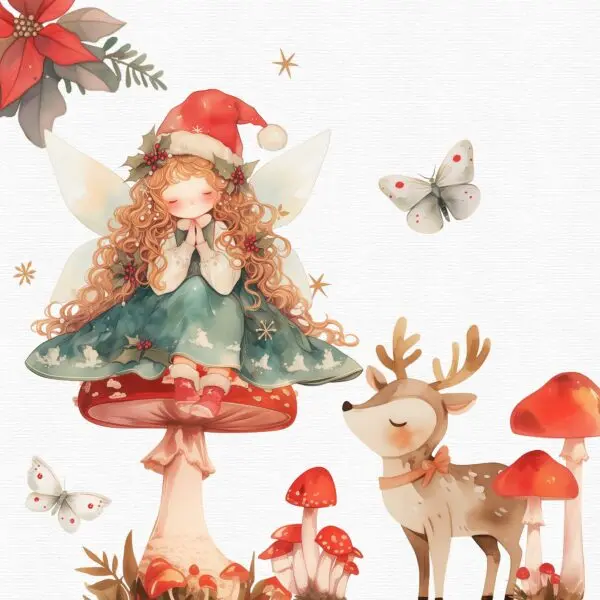 Watercolor Christmas Fairy Clipart – Festive Fantasy PNG - Image 9