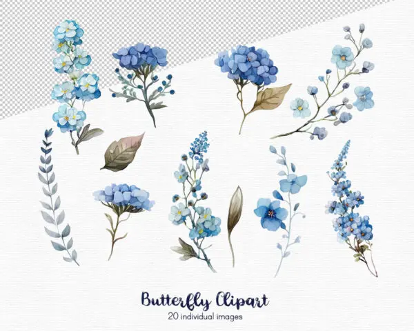 Blue Butterfly Clipart – Elegant Digital PNGs for DIY Projects - Image 4