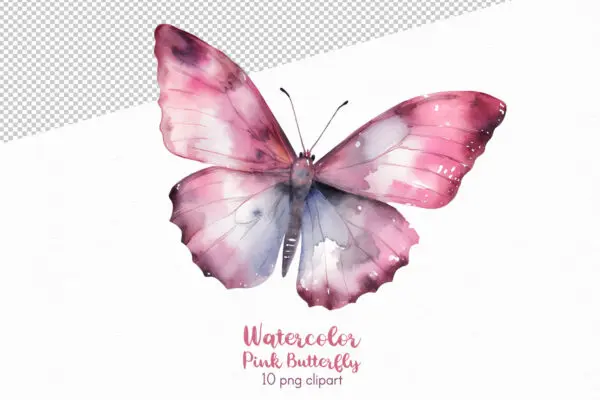 Pink Butterfly Clipart - Image 3