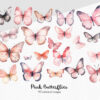 Watercolor-style flower and butterfly clipart