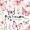 Pink butterfly clipart PNG with transparent background