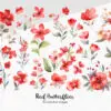 Red flowers clipart and flowers PNG set