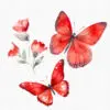 Red butterflies with floral elements clipart