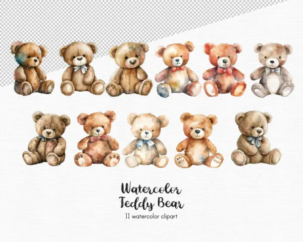 Teddy Bear Clipart – Cute Bear PNG for Baby & Kids Projects - Image 3