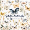 gold and blue butterfly clipart PNG