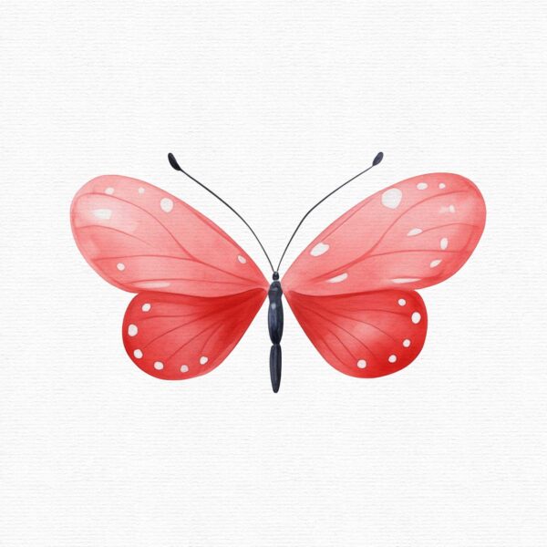 Part of a clipart set that includes 35 red butterflies in a flat style.