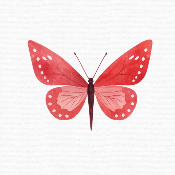 Part of a clipart set that includes 35 red butterflies in a flat style.