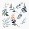Delicate foliage illustrations with transparent backgrounds