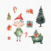 Watercolor Christmas elf clipart PNG set for crafts