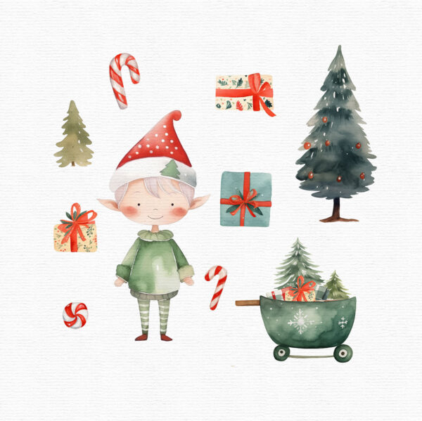 Watercolor Christmas Village clipart - Image 6