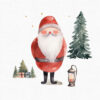 Watercolor Christmas Santa clipart PNG set for crafts
