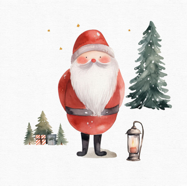 Watercolor Christmas Village clipart - Image 7