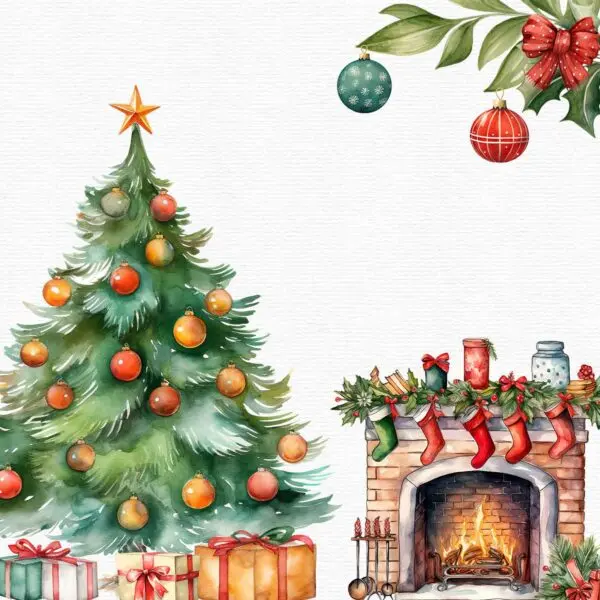 Christmas Clipart with Santa & Reindeer – Festive PNG Set - Image 5