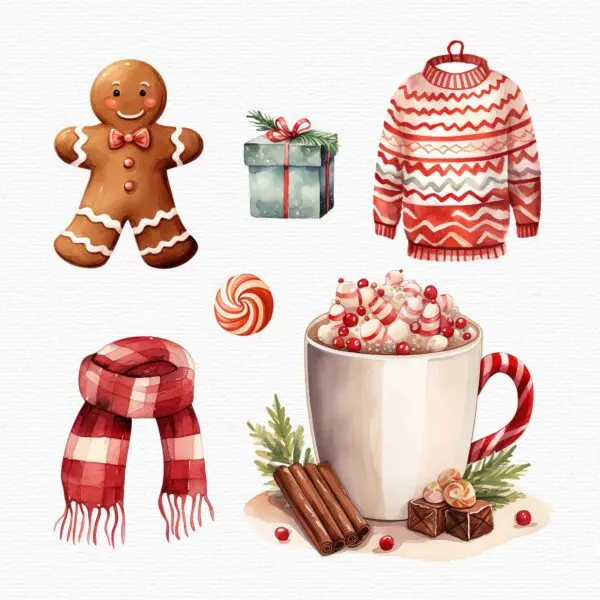 Christmas Clipart with Santa & Reindeer – Festive PNG Set - Image 6