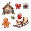 Christmas Clipart with Santa & Reindeer – Festive PNG Set - Image 7