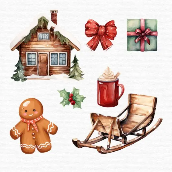 Christmas Clipart with Santa & Reindeer – Festive PNG Set - Image 7